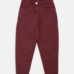 Tales & Stories Solid Paper Bag Slouchy Fit Pants - Maroon-image-95