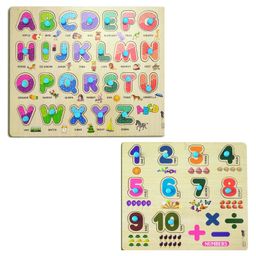 BitFeex Kids Fort Pre Nursery Educational Knobpeg Puzzles ABCD Alphabet & Numbers Educational Toy Set Of 2 Wooden Puzzle - 36 Pieces-3
