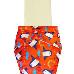Dumbledo Cloth Diaper Reusable Adjustable Free Size Leak Proof Eco-Friendly Quick Dry Unisex With Insert Pack of 1 - Red-16