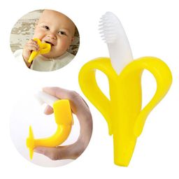 Silicone Banana Shaped Teething Toothbrush - Yellow-image-1