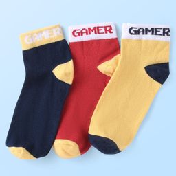 Pine Kids Knit Ankle Length Socks With Gamer Design Pack of 3 (Colour May Vary)-image-2