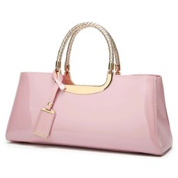 SYGA Women's Glossy Patent Leather Handbag Wedding Bag with Multiple Internal Pockets in Pretty Color (Pink)-image-84