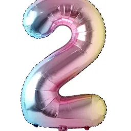 Decor Mantra Number 2 foil balloon 32 inch for birthday decoration items - Multi Color - Pack of 1-picture-44