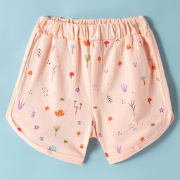 Tango Single Jersey Knit Knee Length Shorts with Floral Print - Light Peach-picture-17