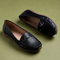 Shoetopia Metal Applique Detailed Loafers - Black-picture-11