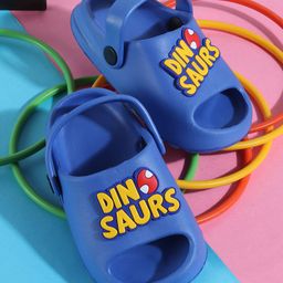 SHOES FOR JUNIORS Dinosaur Text Applique Detailed With Sling Back Clogs - Blue-image-64