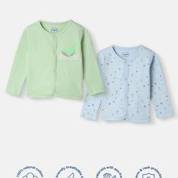 Nautinati Cotton Knit Pack Of 2 Full Sleeves Whale & Beach Theme Printed Jhablas - Blue & Green-image-34