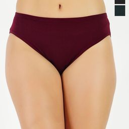 GOTO Pack Of 3 Hipster Briefs Cotton lycra Solid Penty Black Gren Pink Wine-MultiColour-image-8