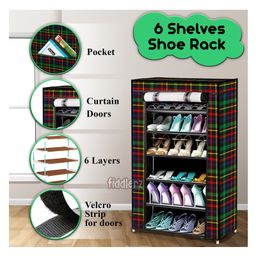 Fiddlerz Dappled Pattern Multipurpose ShoeRack with 6 Shelves - Multicolour image 2