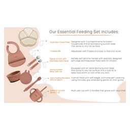 CUBKINS Essential Feeding Set of 7 Pcs - Plate, Bib, Bowl, Sippy Cup, SS Fork, SS Spoon, Bendable Spoon | Designed for Children | BPA Free, Food Grade, FDA Approved | Easy to Clean (Raspberry) image 2