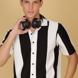 V-Mart Vertical Striped Short Sleeves Cotton Shirt-image-67