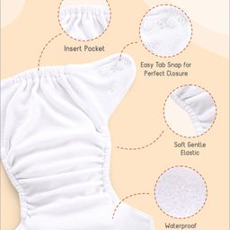 Babyhug Reusable Cloth Diaper with Contrast Flap and Insert Pack of 10 | Washable & Eco-friendly| Adjust to Suit Waist Size| Easy Snap Buttons| Soft & Skin Friendly| High Absorbency Inserts image 3