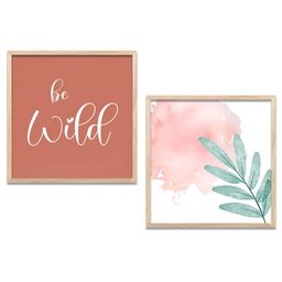 Kotart Brown & Pink 2 Pieces Wood Floral and Botanical Printed Wall Arts-picture-20