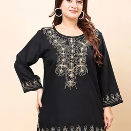 VAAMII Women Ethnic Motifs Embroidered Flared Sleeves Top-picture-13