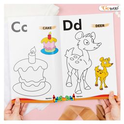 gowoo My First Copy to Colour -Alphabet, Animals, Birds, Flowers, Fruits, Colours, Numbers, Transport, Vegetables and Flags with 10 WAX CRAYONS : Kids learning book, Copy colouring book | Combo of 10 Books image 5