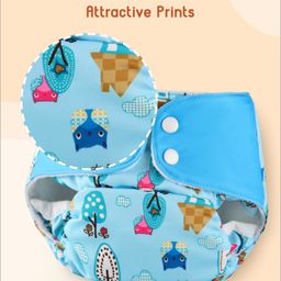 Babyhug Reusable Cloth Diaper with Contrast Flap and Insert Pack of 10 | Washable & Eco-friendly| Adjust to Suit Waist Size| Easy Snap Buttons| Soft & Skin Friendly| High Absorbency Inserts image 5