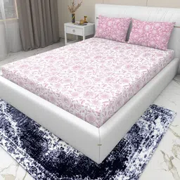 HIDECOR Super soft glace cotton printed Double bedsheet with 2 pillow cover-picture-31