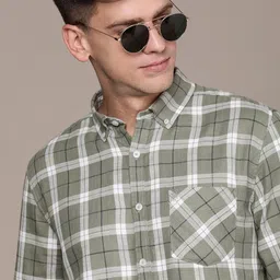 French Connection Slim Fit Opaque Checked Pure Cotton Casual Shirt-image-22