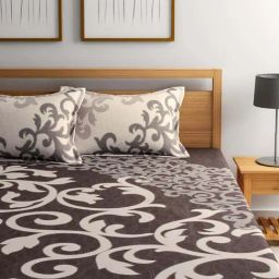 Romee Brown & Off White 180 TC Bed Sheet Set-image-67