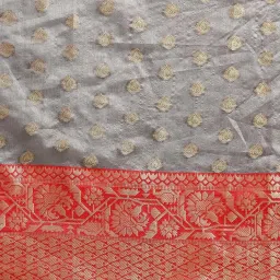 Silk Land Grey & Red Woven Saree With Unstitched Blouse image 5
