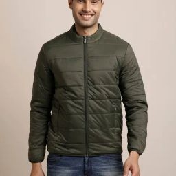 Turtle Green Relaxed Fit Puffer Jacket-image-9