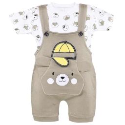 Wish Karo Boys Brown Cotton Graphic Printed Dungaree-image-9