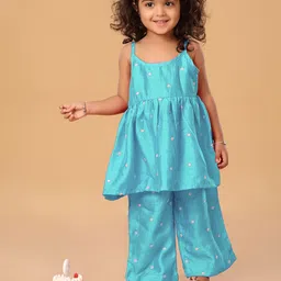 The Mini Trunk Girls Floral Embroidered Kurta with Trousers-image-51