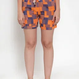 Secret Wish Orange & Blue Checks Shorts-image-99