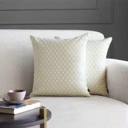 GM Off-White Cotton Blend Cushion Cover - Set of 1-image-3