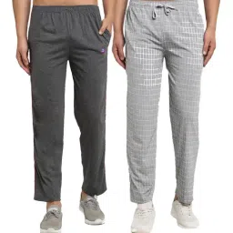 Vimal Jonney Light Grey & Grey Regular Fit Check Trackpants - Pack of 2-picture-16