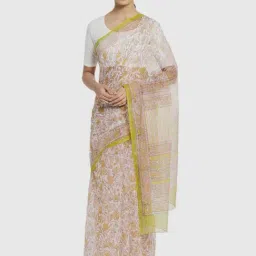 FabBasics by Fabindia White Cotton Silk Printed Saree-image-4