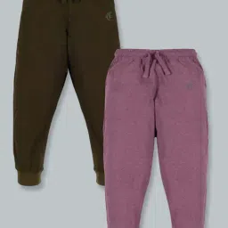 Kiddopanti Kids Purple & Green Cotton Regular Fit Trackpants (Pack of 2)-image-96