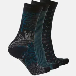 Jockey 7104 Cotton Crew Length Socks with Stay Fresh Treatment - Pack of 3 (Prints May Vary)-38