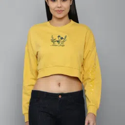 Allen Solly Yellow Printed Crop Sweatshirt-image-40