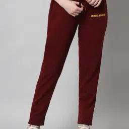 GRIFFEL Maroon Printed Track Pants-picture-19