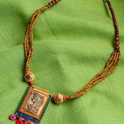 ExclusiveLane 'Tribal Dhokra Woman' Multicolored Wood & Brass Necklace Handmade in Dhokra Art-image-32