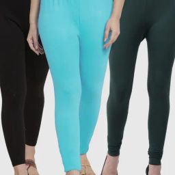 Gracit Black & Green Mid Rise Leggings - Pack Of 3-image-75