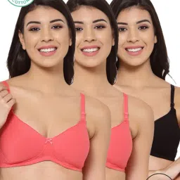 Inner Sense Black & Pink Full Coverage T-Shirt Bra - Pack of 3-image-88