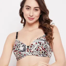 Clovia Beige Printed Half Coverage T-Shirt Bra-image-53