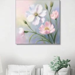 Nestroots Delicate Blooms Black Frame Floral Canvas Wall Painting-39