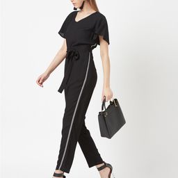 Miss Chase Black Basic Jumpsuit with Ruffles-picture-3
