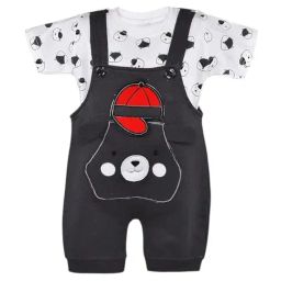Wish Karo Boys Grey Cotton Graphic Printed Dungaree-image-5