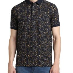 Simon Carter London Black Printed Slim Fit Polo T-Shirt-image-80