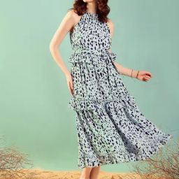 KASSUALLY Green Printed Midi Dress-image-52