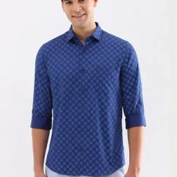Allen Solly Blue Cotton Slim Fit Printed Shirt-image-53