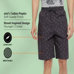 Van Heusen Athleisure Regular Fit Soft Suede Touch Functional Pocket Allover Print Lounge Shorts image 5
