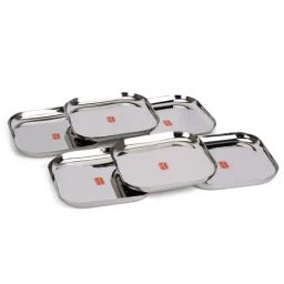 Sumeet Silver Stainless Steel Dinner Plate - Set of 6-11