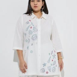 Diza by Westside White Sealife-Inspired High-Low Cotton Tunic-picture-29
