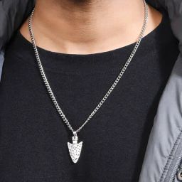 The Bro Code Silver Plated Hammered Arrow Pendant Necklace for Men-image-53