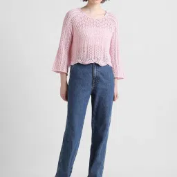 Only Pink Self Design Pullover image 5